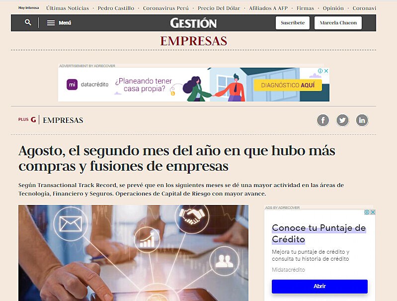 Agosto, el segundo mes del ao en que hubo ms compras y fusiones de empresas